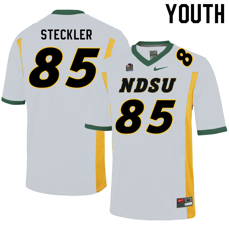 Youth #85 Jack Steckler North Dakota State Bison College Football Jerseys Sale-White - Click Image to Close